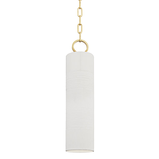 Hudson Valley - 2384-AGB/WH - One Light Pendant - Brookville - Aged Brass/Soft Off White