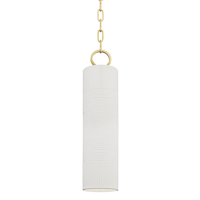 Hudson Valley - 2384-AGB/WH - One Light Pendant - Brookville - Aged Brass/Soft Off White