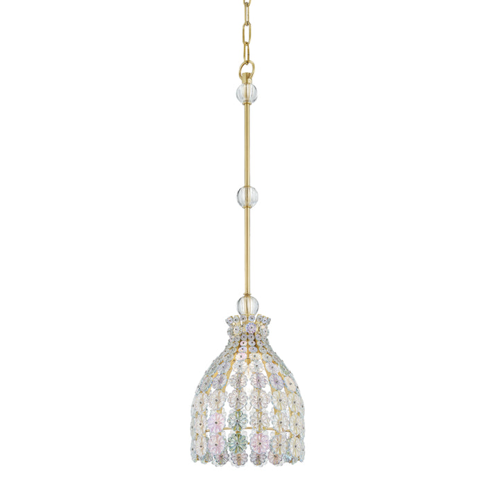 Hudson Valley - 8208-AGB - One Light Pendant - Floral Park - Aged Brass