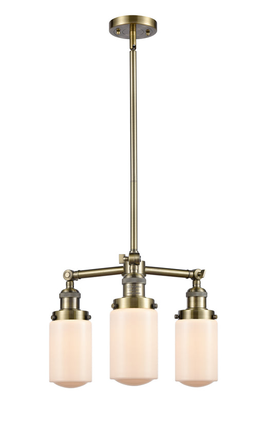 Innovations - 207-AB-G311 - Three Light Chandelier - Franklin Restoration - Antique Brass