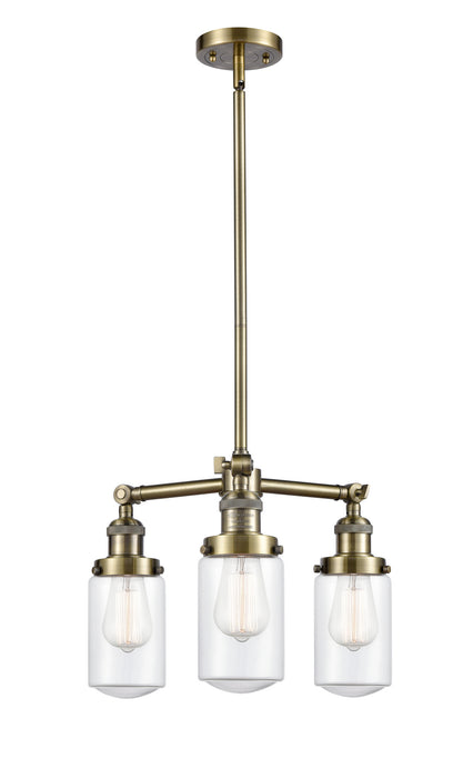 Innovations - 207-AB-G312 - Three Light Chandelier - Franklin Restoration - Antique Brass