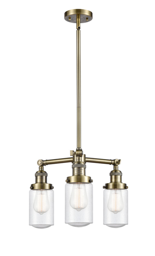 Innovations - 207-AB-G314 - Three Light Chandelier - Franklin Restoration - Antique Brass
