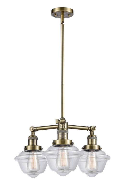Innovations - 207-AB-G532 - Three Light Chandelier - Franklin Restoration - Antique Brass