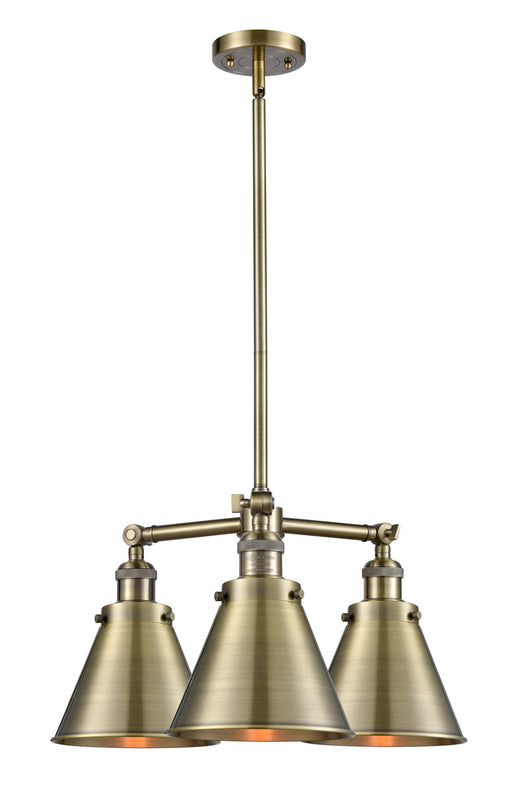 Innovations - 207-AB-M13-AB - Three Light Chandelier - Franklin Restoration - Antique Brass