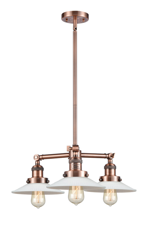 Innovations - 207-AC-G1 - Three Light Chandelier - Franklin Restoration - Antique Copper