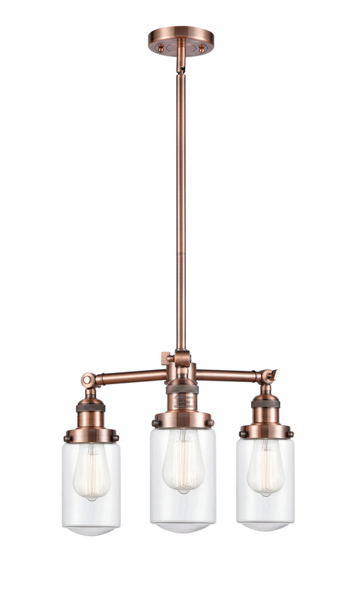 Innovations - 207-AC-G312 - Three Light Chandelier - Franklin Restoration - Antique Copper