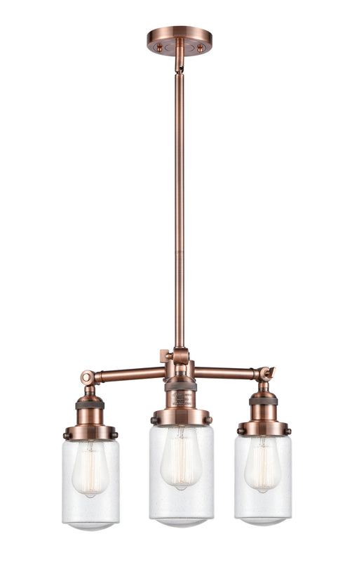 Innovations - 207-AC-G314 - Three Light Chandelier - Franklin Restoration - Antique Copper