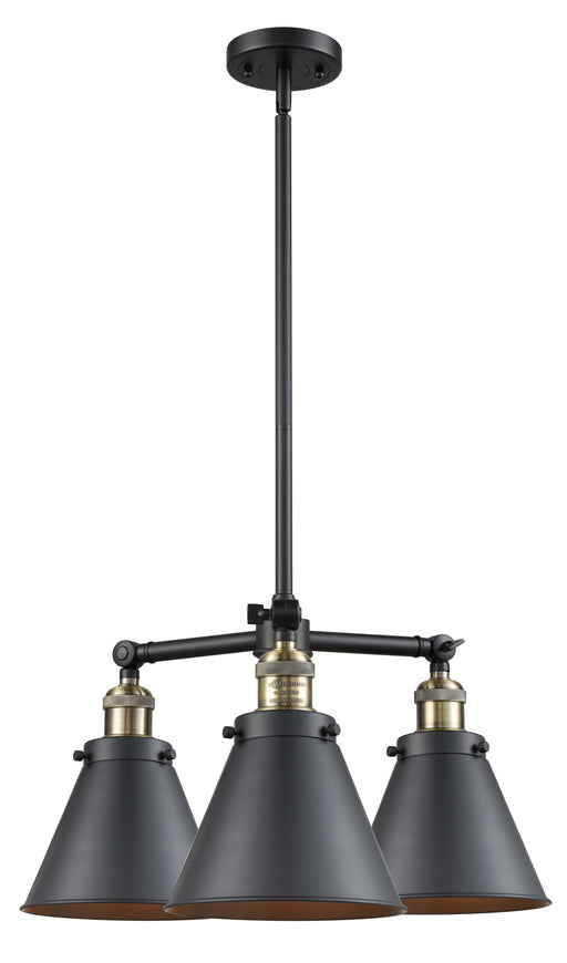Innovations - 207-BAB-M13-BK - Three Light Chandelier - Franklin Restoration - Black Antique Brass