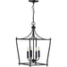 Progress Lighting - P500214-031 - Four Light Foyer Pendant - Parkhurst - Black