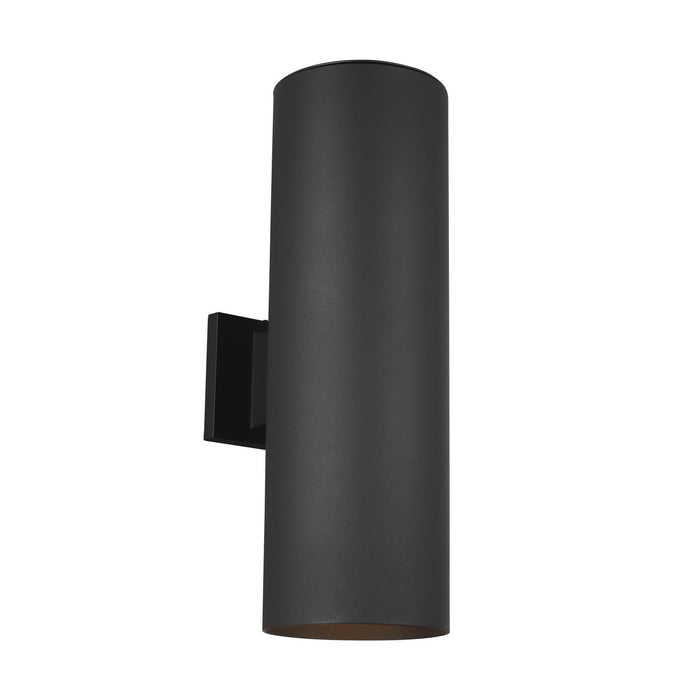 Two Light Outdoor Wall Lantern from the Outdoor Cylinders collection in Black finish