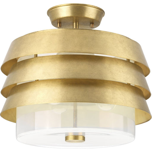 Progress Lighting - P350141-160 - Three Light Semi-Flush Convertible - Point Dume - Brushed Brass