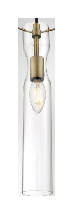 One Light Mini Pendant from the Spyglass collection in Vintage Brass finish