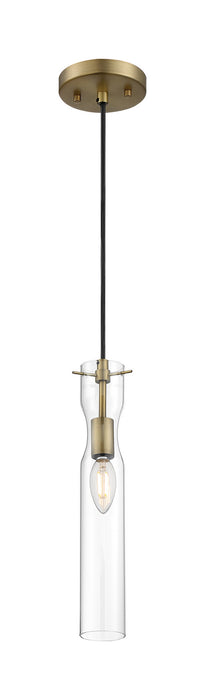 One Light Mini Pendant from the Spyglass collection in Vintage Brass finish