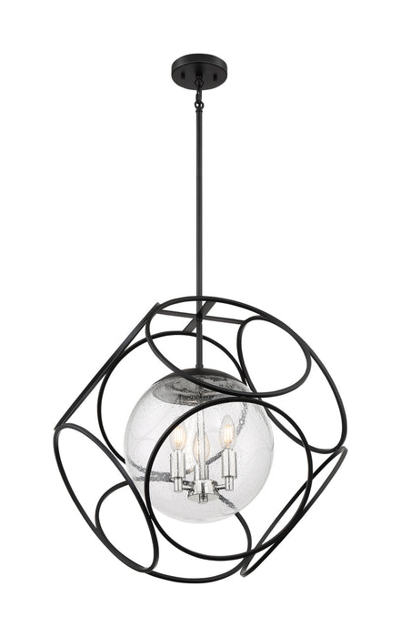 Three Light Pendant from the Aurora collection in Black / Polished Nickel finish