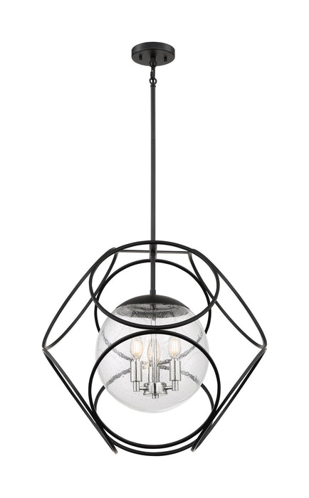 Three Light Pendant from the Aurora collection in Black / Polished Nickel finish