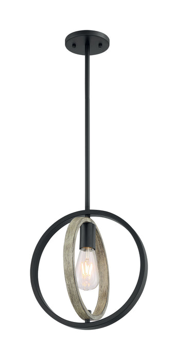One Light Mini Pendant from the Augusta collection in Black / Wood finish