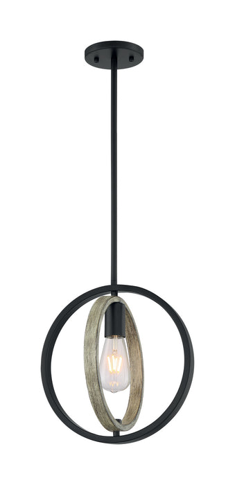 One Light Mini Pendant from the Augusta collection in Black / Wood finish