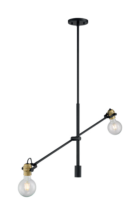 Two Light Pendant from the Mantra collection in Black / Brass Accents finish