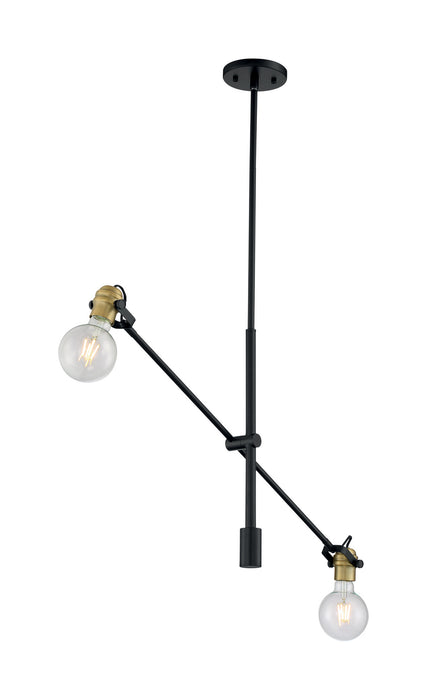 Two Light Pendant from the Mantra collection in Black / Brass Accents finish