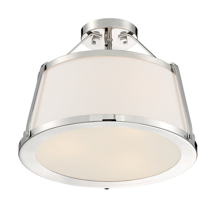 Three Light Semi Flush Mount from the Cutty collection in Polished Nickel finish
