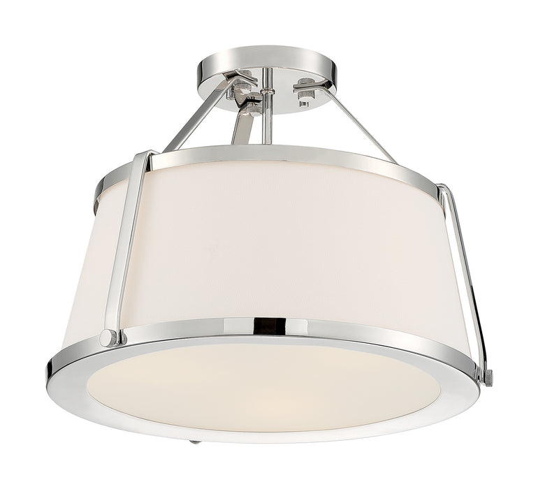 Three Light Semi Flush Mount from the Cutty collection in Polished Nickel finish