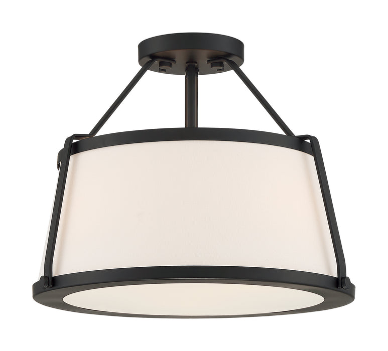 Three Light Semi Flush Mount from the Cutty collection in Matte Black finish