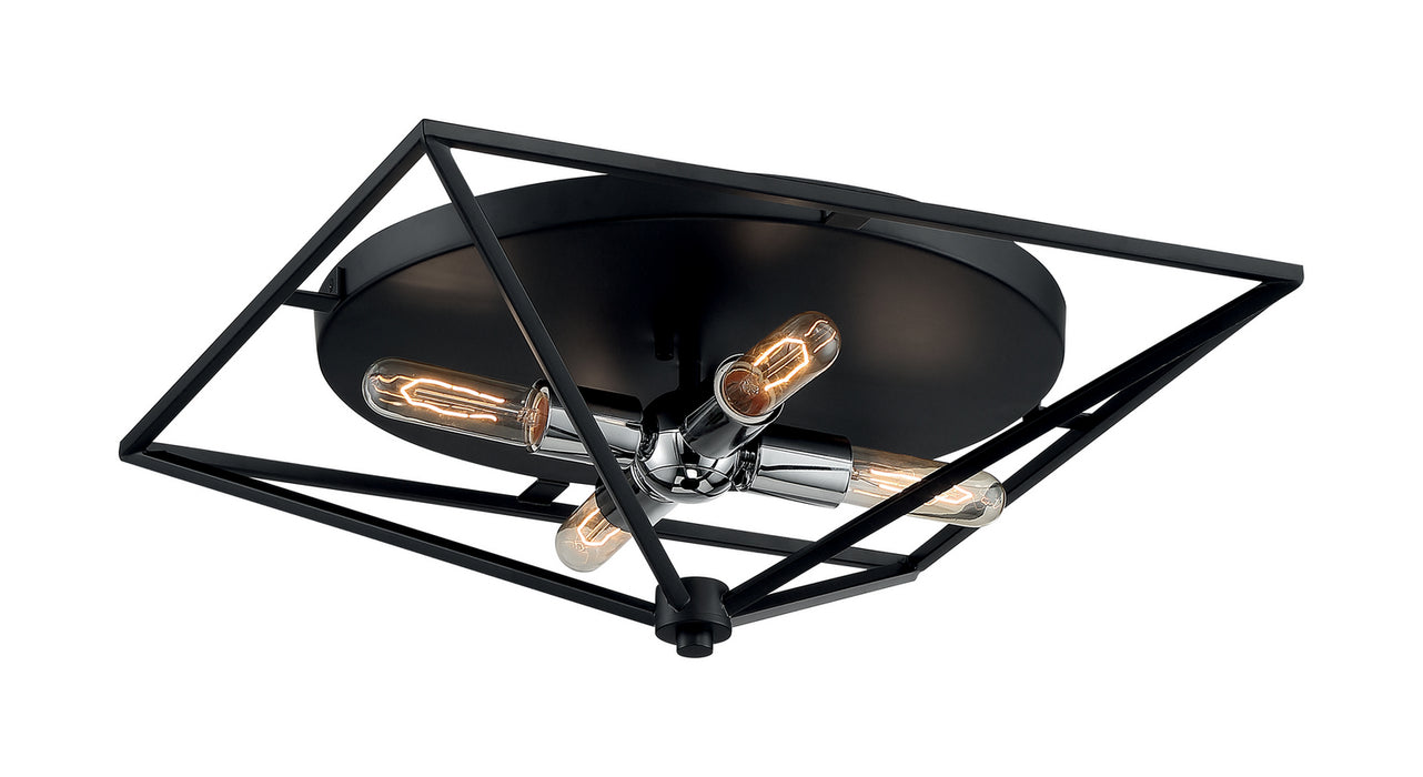 Four Light Flushmount from the Legend collection in Black / Polished Nickel finish
