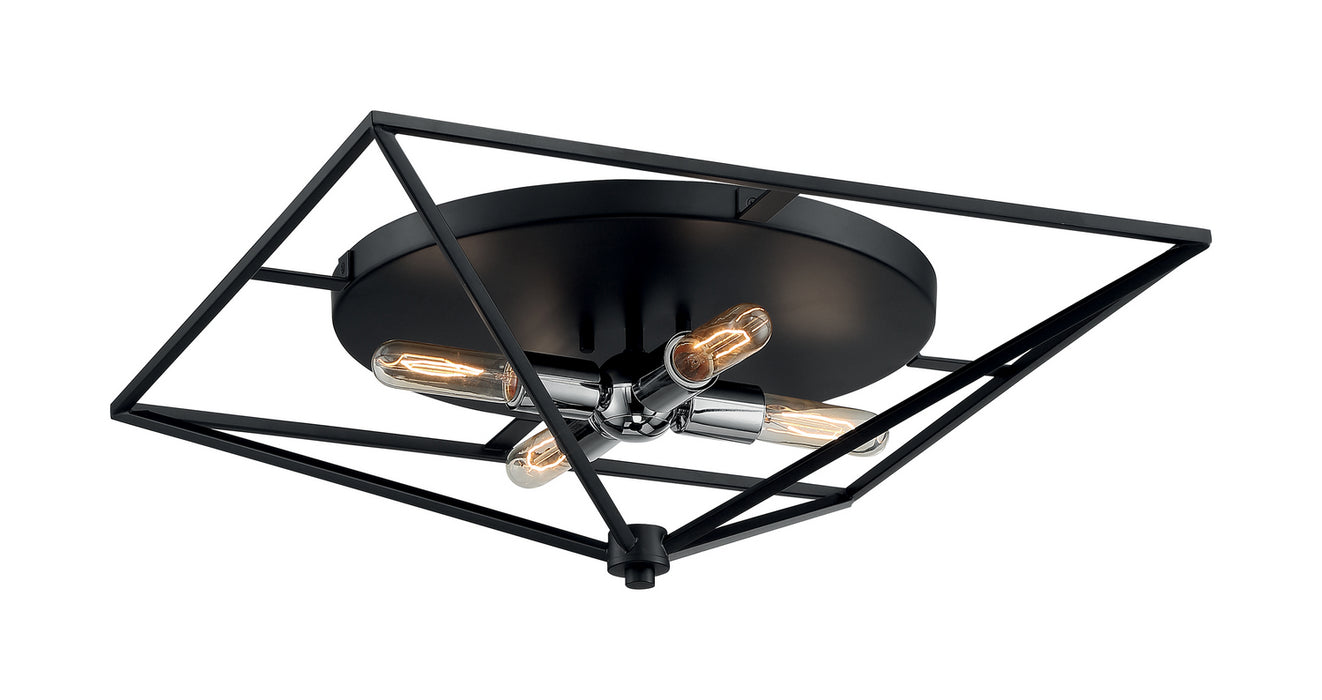 Four Light Flushmount from the Legend collection in Black / Polished Nickel finish