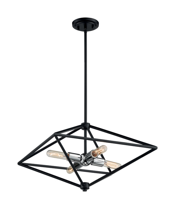 Four Light Pendant from the Legend collection in Black / Polished Nickel finish