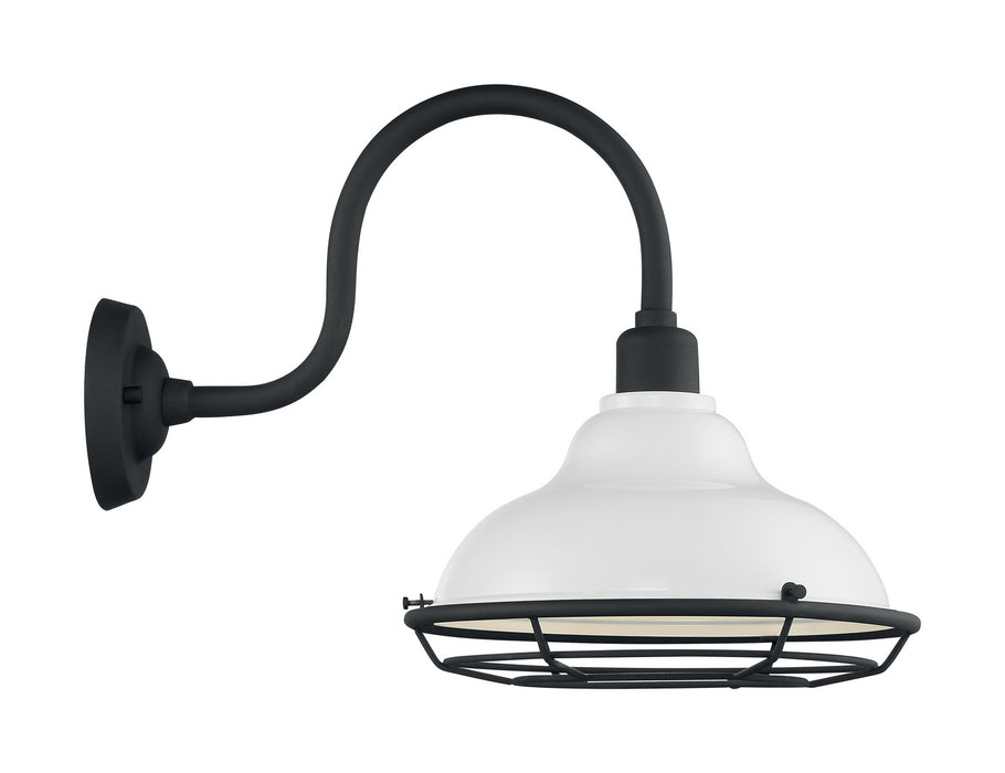 One Light Outdoor Wall Mount from the Newbridge collection in Gloss White / Textured Black finish