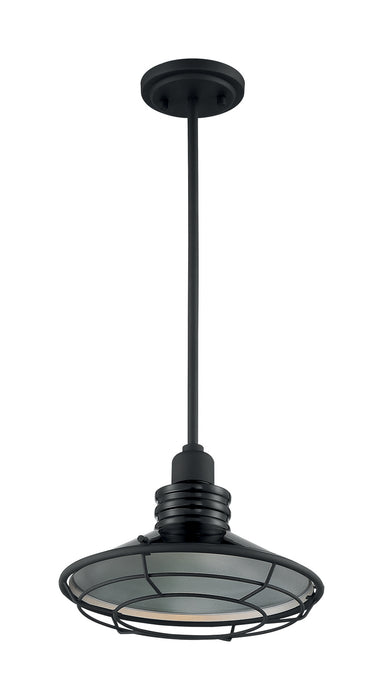 One Light Pendant from the Blue Harbor collection in Gloss Black / Silver finish
