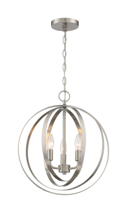 Three Light Pendant from the Pendleton collection in Brushed Nickel finish