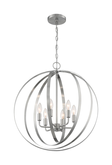 Six Light Pendant from the Pendleton collection in Brushed Nickel finish