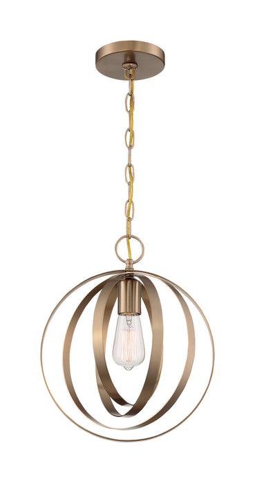 One Light Pendant from the Pendleton collection in Burnished Brass finish