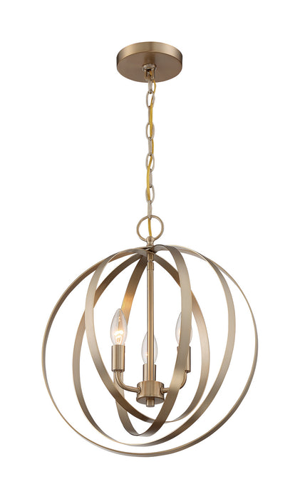 Three Light Pendant from the Pendleton collection in Burnished Brass finish