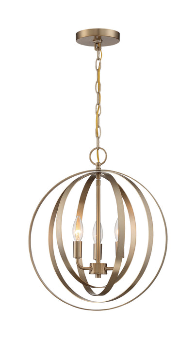 Three Light Pendant from the Pendleton collection in Burnished Brass finish