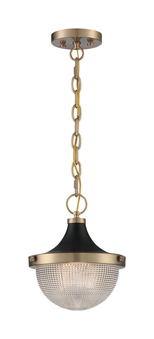One Light Pendant from the Faro collection in Burnished Brass / Black Accents finish