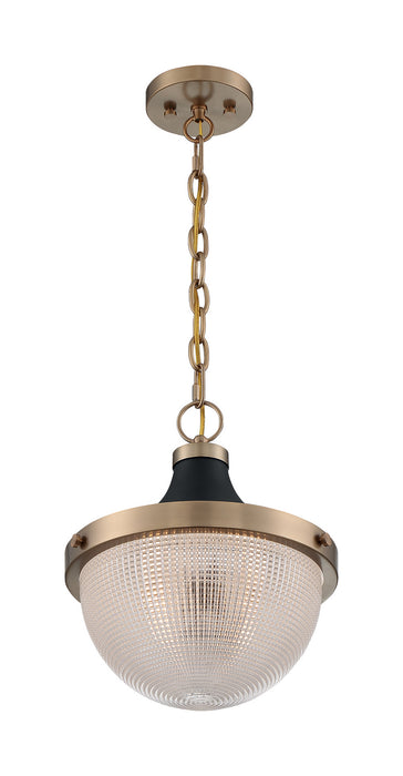 One Light Pendant from the Faro collection in Burnished Brass / Black Accents finish