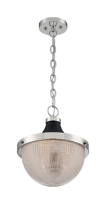 One Light Pendant from the Faro collection in Polished Nickel / Black Accents finish