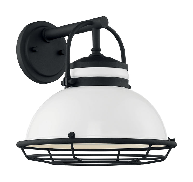 One Light Outdoor Wall Mount from the Upton collection in Gloss White / Textured Black finish