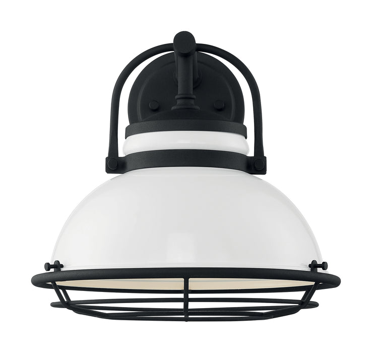 One Light Outdoor Wall Mount from the Upton collection in Gloss White / Textured Black finish