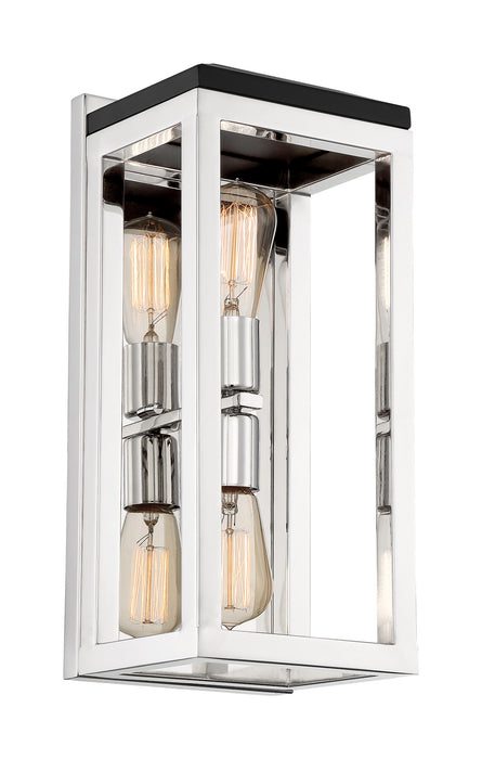 Two Light Wall Sconce from the Cakewalk collection in Polished Nickel / Black Accents finish