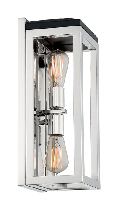 Two Light Wall Sconce from the Cakewalk collection in Polished Nickel / Black Accents finish