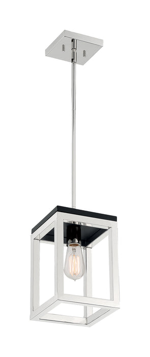 One Light Pendant from the Cakewalk collection in Polished Nickel / Black Accents finish