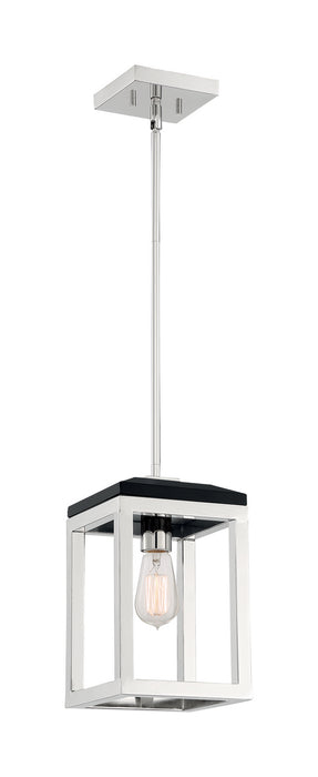 One Light Pendant from the Cakewalk collection in Polished Nickel / Black Accents finish