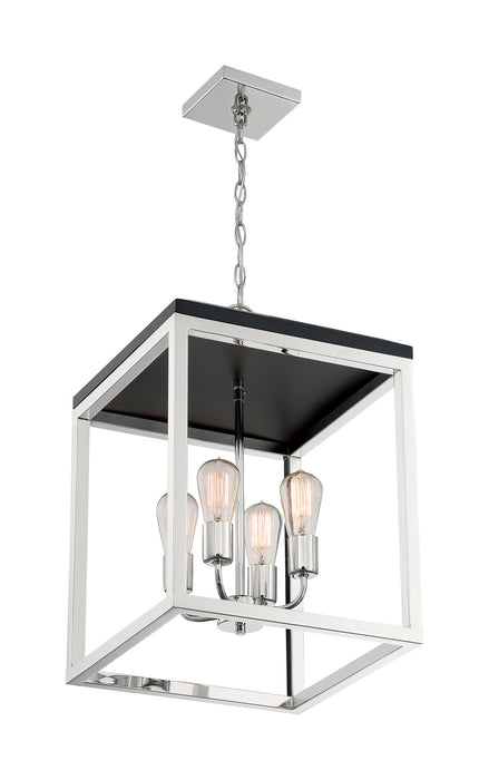 Four Light Pendant from the Cakewalk collection in Polished Nickel / Black Accents finish