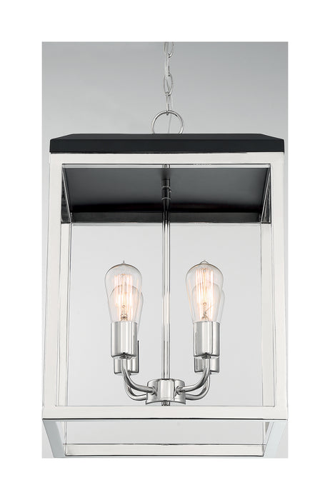 Four Light Pendant from the Cakewalk collection in Polished Nickel / Black Accents finish