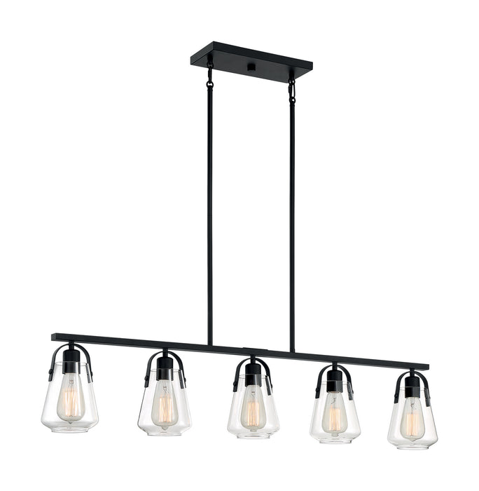 Five Light Island Pendant from the Skybridge collection in Matte Black finish