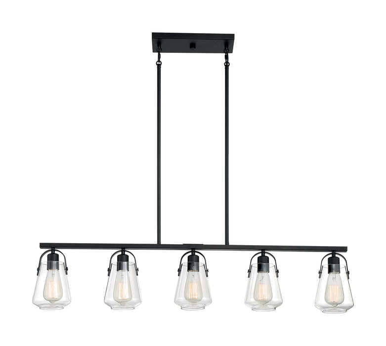 Five Light Island Pendant from the Skybridge collection in Matte Black finish
