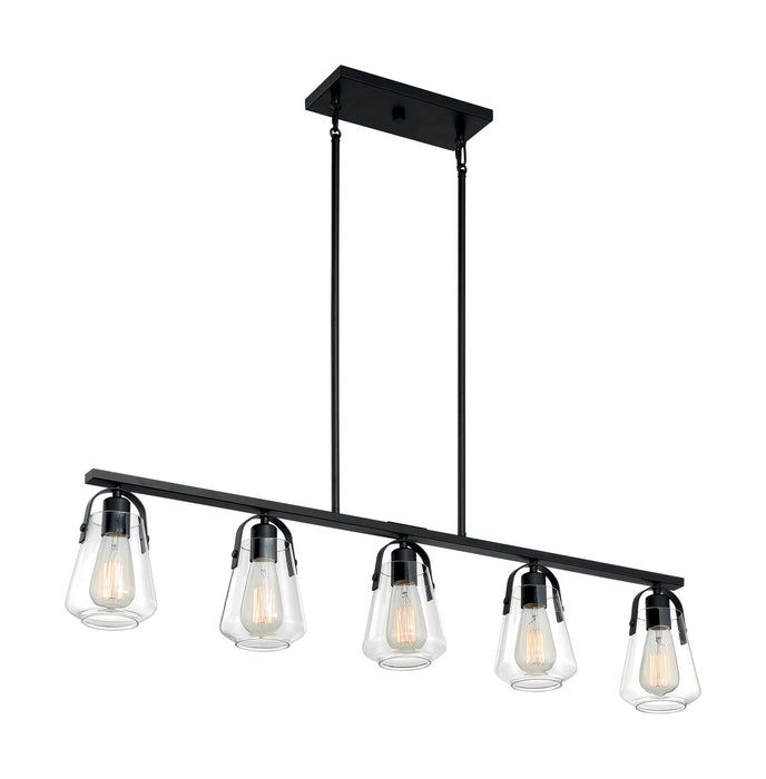 Five Light Island Pendant from the Skybridge collection in Matte Black finish